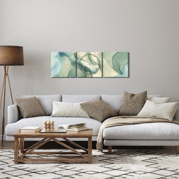 Obraz - Inkoustová abstrakce 3 (s hodinami) (90x30 cm)