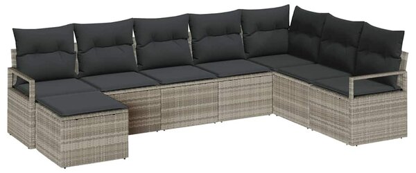 Set pohovek 8 ks Světle šedá polyratan 3346502