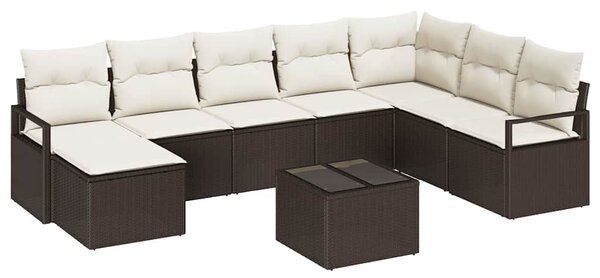 Set pohovek 9 ks Hnědá polyratan 3346508