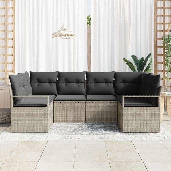 Set pohovek 6 ks Světle šedá polyratan 3346522