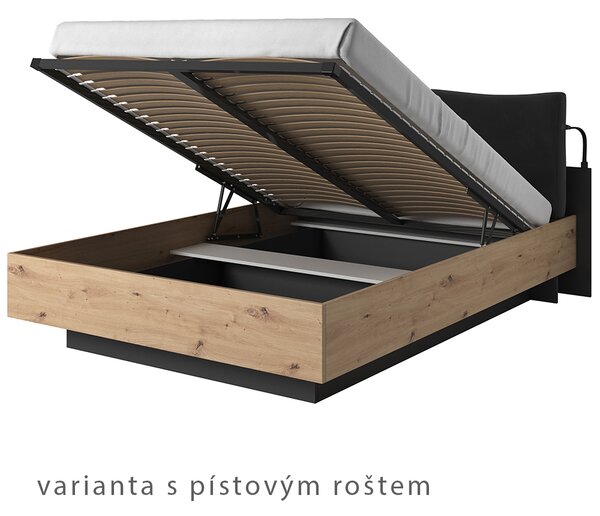 Ložnice NEST | 5 dílů | s roštem 160x200 cm | s úložným prostorem pod postelí | + LED | artisan/antracit