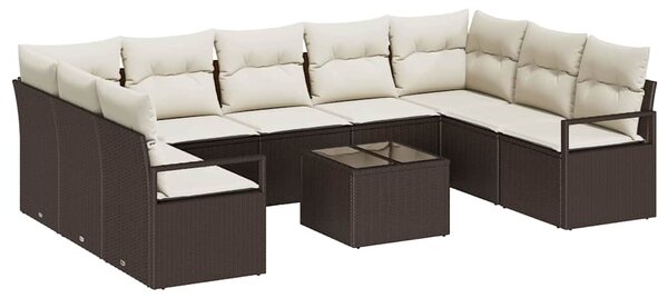 Set pohovek 10 ks Hnědá polyratan 3346548
