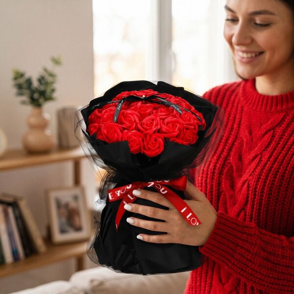 Mýdlové květiny SPRINGOS FLORHEART červené