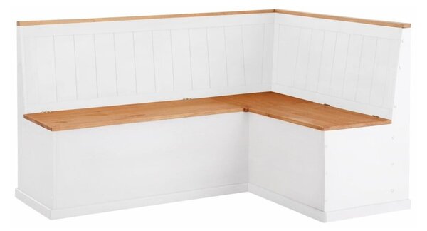 Bílá variabilní rohová lavice z borovicového dřeva s úložným prostorem Støraa Silas