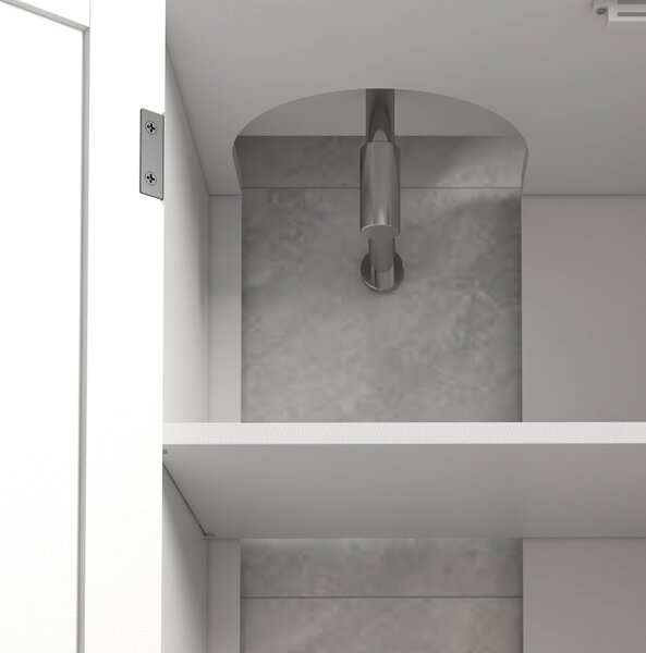 Kleankin Dřevěná Skříňka Pod Umyvadlo s Podstavcem, 2 Dveře a Nastavitelné Policemi, Bezpečnostní Zajištění, Moderní Design, Nosnost 31 kg, 90x30x60 c