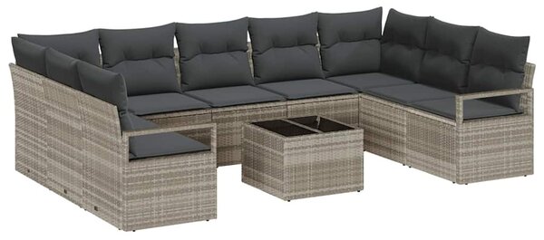 Set pohovek 10 ks Světle šedá polyratan 3346552