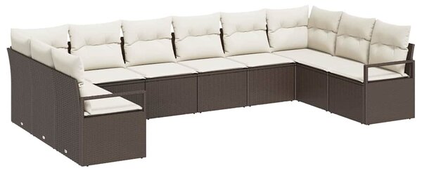 Set pohovek 10 ks Hnědá polyratan 3346558