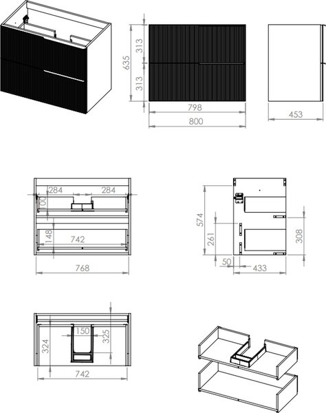 Elita Soho skříňka 80x45.3x63.5 cm pod umyvadlo závěsná béžová RE010804047020