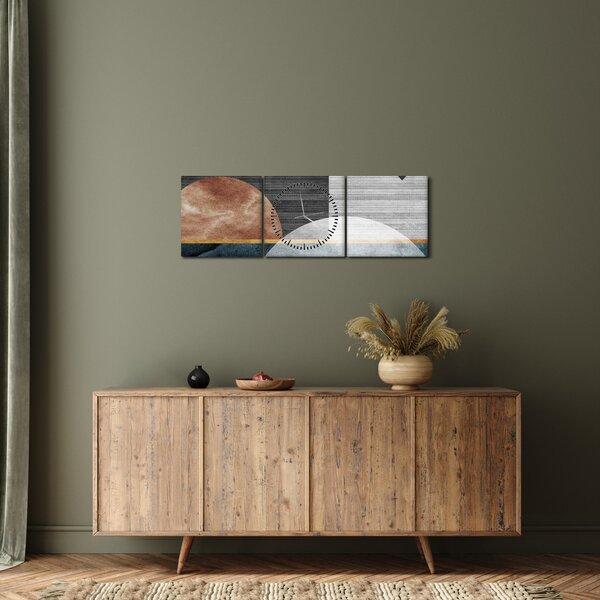 Obraz - Tvary a textury (s hodinami) (90x30 cm)