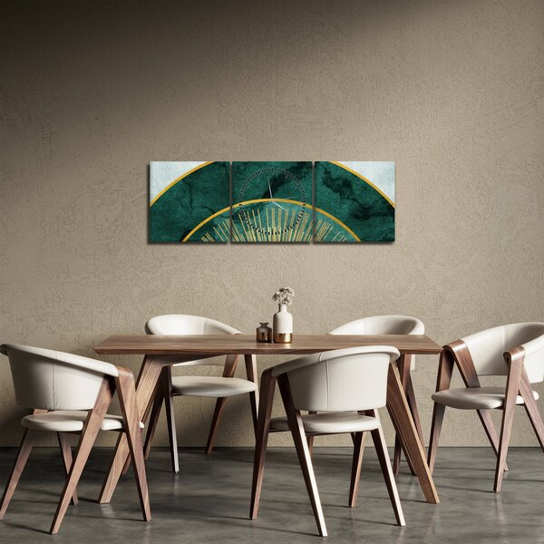 Obraz - Tvary se zlatou texturou (s hodinami) (90x30 cm)