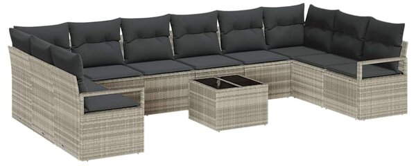 Set pohovek 11 ks Světle šedá polyratan 3346572