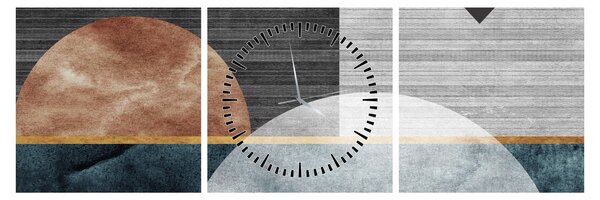 Obraz - Tvary a textury (s hodinami) (90x30 cm)