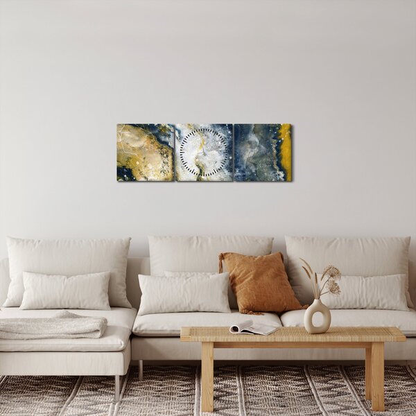 Obraz - Zlatá abstrakce (s hodinami) (90x30 cm)