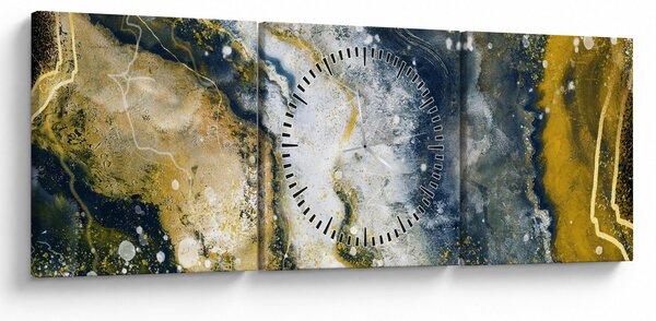Obraz - Zlatá abstrakce (s hodinami) (90x30 cm)