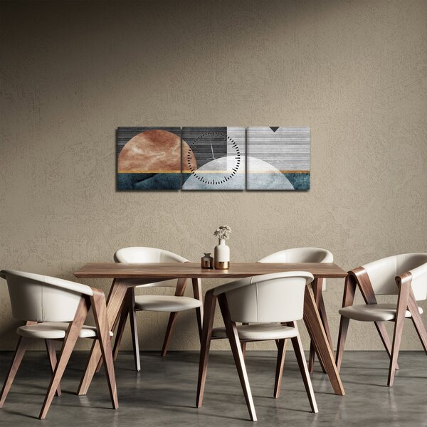 Obraz - Tvary a textury (s hodinami) (90x30 cm)