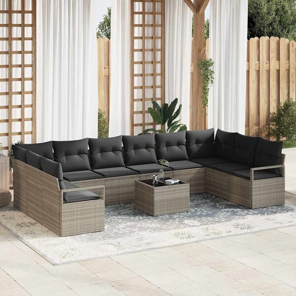 Set pohovek 11 ks Světle šedá polyratan 3346572