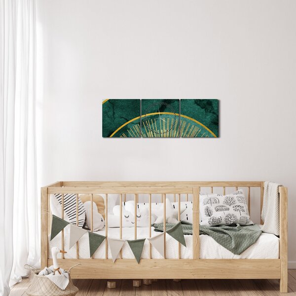 Obraz - Tvary se zlatou texturou (s hodinami) (90x30 cm)