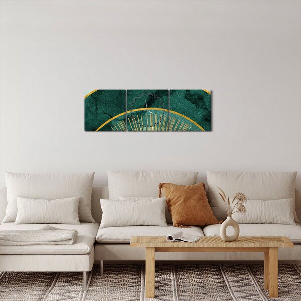 Obraz - Tvary se zlatou texturou (s hodinami) (90x30 cm)