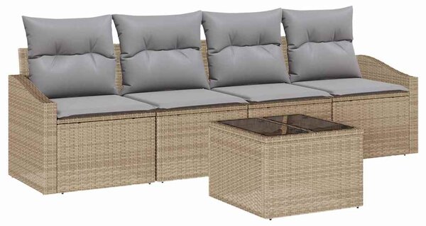 Set pohovek 5 ks Beige a šedá polyratan 3355259