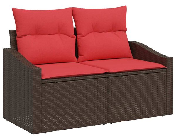 Set pohovek 8 ks 7-Počet míst Hnědá a červená polyratan 3346644