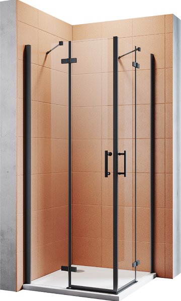 SONNI černý sprchový kout rohový vstupní sprchový kout závěsné dveře sprchový kout nano sklo rohový sprchový kout 90x90x195cm 6mm bezpečnostní sklo ESG