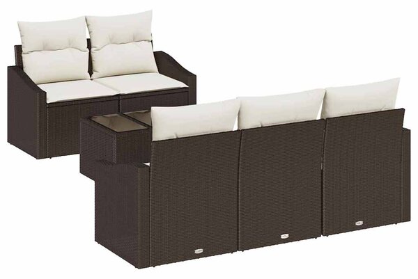 Set pohovek 6 ks Hnědá a krémová polyratan 3346598