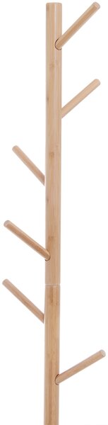 HOMCOM Stojan na kabáty ve tvaru stromu s lavicí, moderní, 6 háčků na zavěšení oblečení a tašek do chodby a vstupu, bambus a MDF, 80x30x180 cm | Aosom