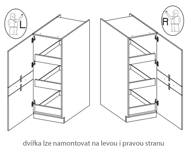 VIGO b | vysoká skříňka 50DK-145 1F 3S | 50 cm | PREMIUM BOX | UNI dvířka | lancelot/bílá lesk