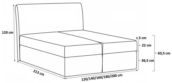 Elegantní čalouněná postel Mandy s úložným prostorem světle béžová 200 x 200 + topper zdarma