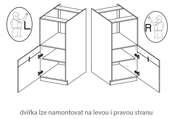 VIGO b | vysoká skříňka 60DP-145 1F na vestavnou troubu | 60 cm | UNI dvířka | lancelot/bílá lesk