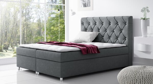 Čalouněná postel s úložným prostorem VIVIEN - 120x200, šedá + topper zdarma