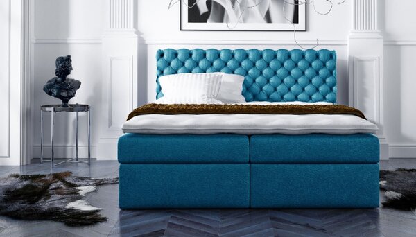 Stylová kontinentální postel Giulio modré 160 + topper zdarma