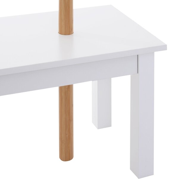 HOMCOM Stojan na kabáty ve tvaru stromu s lavicí, moderní, 6 háčků na zavěšení oblečení a tašek do chodby a vstupu, bambus a MDF, 80x30x180 cm | Aosom