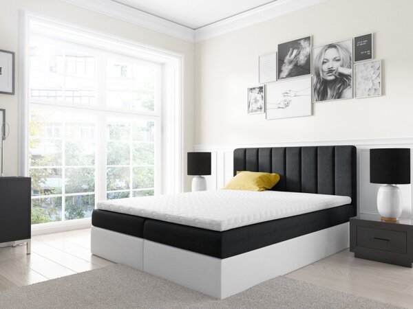 Dvoubarevná manželská postel Azur 120x200, černá + bílá eko kůže