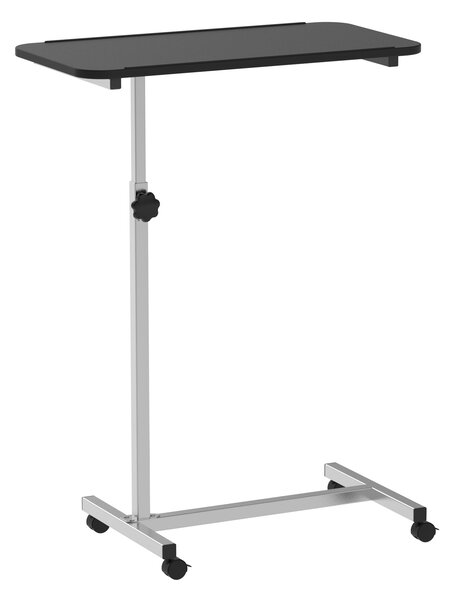 HOMCOM Systémový stolek na kolečkách s výškově nastavitelným kovovým rámem 113x40x76-100 cm Černý a Stříbrný | Aosom