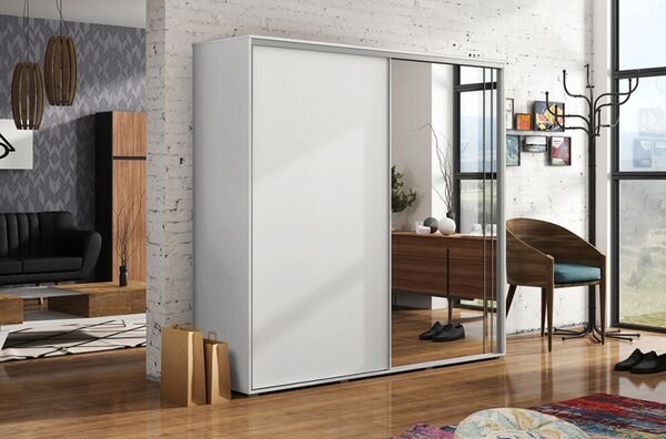 Prostorná šatní skříň se zrcadlem HUGO, šířka 150 cm, výška 245 cm