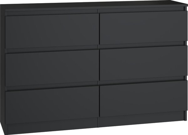 Topeshop M6 120 CZERŃ, Černá, 6 zásuvka/zásuvek, Dřevotřískové desky, Jednobarevný, Moderní, Dřevotřískové desky