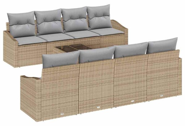 Set pohovek 9 ks Béžová a Světle šedá polyratan 3346650