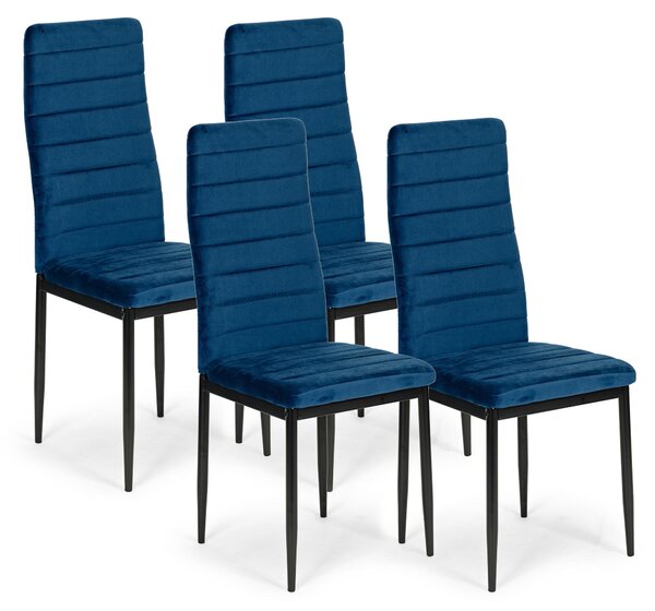 ModernHome LR-1494 Sada 4 ks jídelních židlí VELVET, modrá