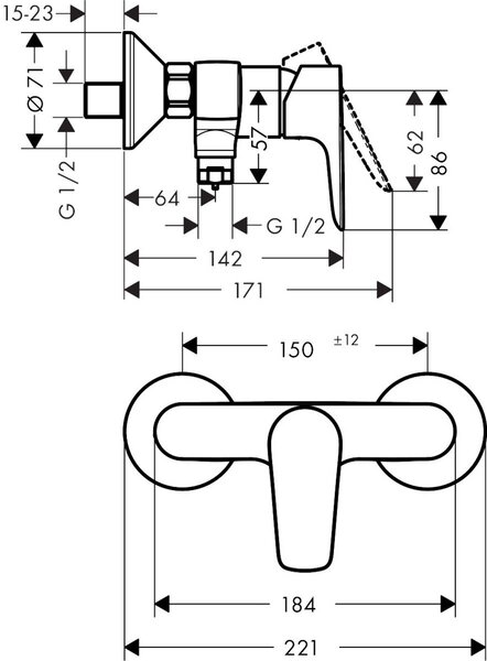 Hansgrohe Talis E sprchová baterie nastěnná černá 71760670