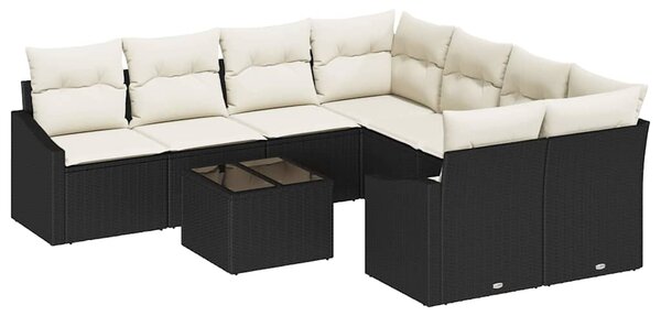 Set pohovek 9 ks Černá a krémová polyratan 3346657