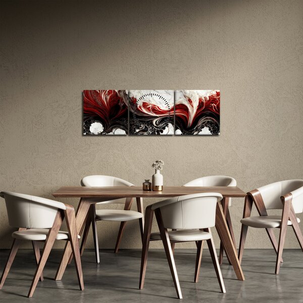 Obraz - Mramorovaná abstrakce (s hodinami) (90x30 cm)