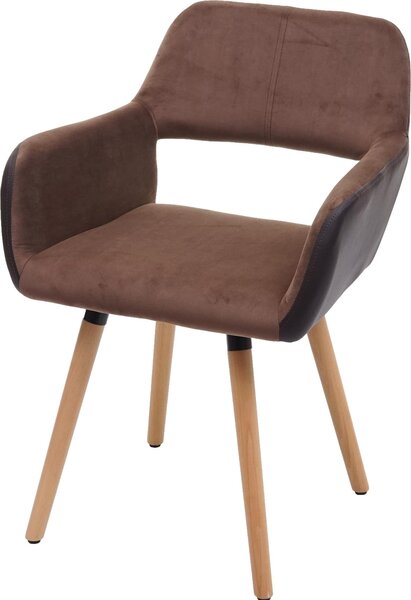 Jídelní židle HWC-A50 II, židle kuchyňská židle, retro design 50. let Imitace kůže/látka, světle hnědá, světlé nohy