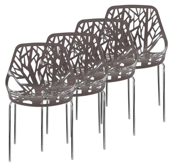 Designové židle Makika Retro Chair - CALUNA Set of 4 v šedé barvě