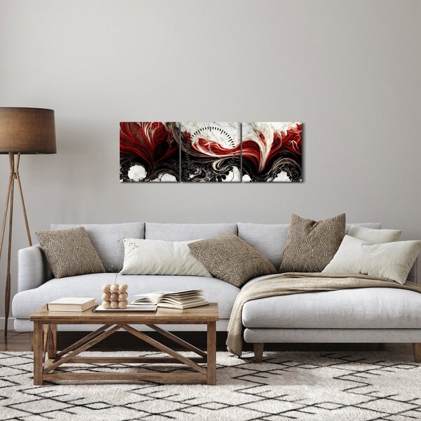 Obraz - Mramorovaná abstrakce (s hodinami) (90x30 cm)