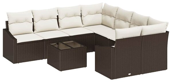 Set pohovek 9 ks Hnědá a krémová polyratan 3346658