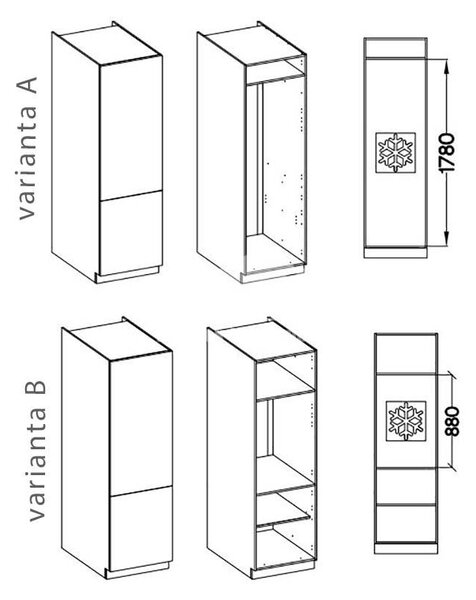 Kuchyňská linka LUNA ab | 465 cm | PREMIUM BOX zásuvky | UNI dvířka | artisan/bílá