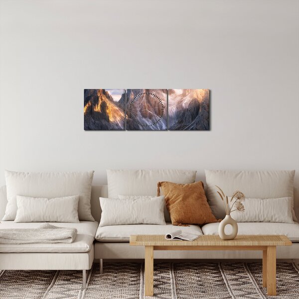 Obraz - Horské panorama (s hodinami) (90x30 cm)