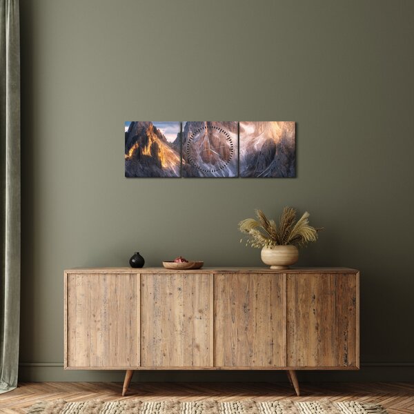 Obraz - Horské panorama (s hodinami) (90x30 cm)