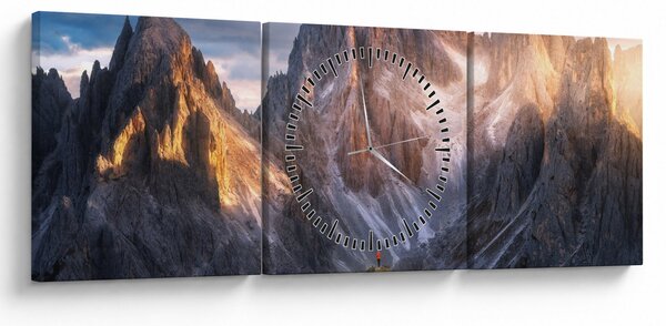 Obraz - Horské panorama (s hodinami) (90x30 cm)